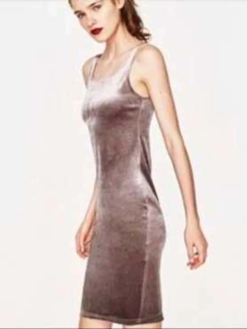 Velvet Velour Zara Trafaluc Bodycon Sleeveless Dress - Picture 3 of 3
